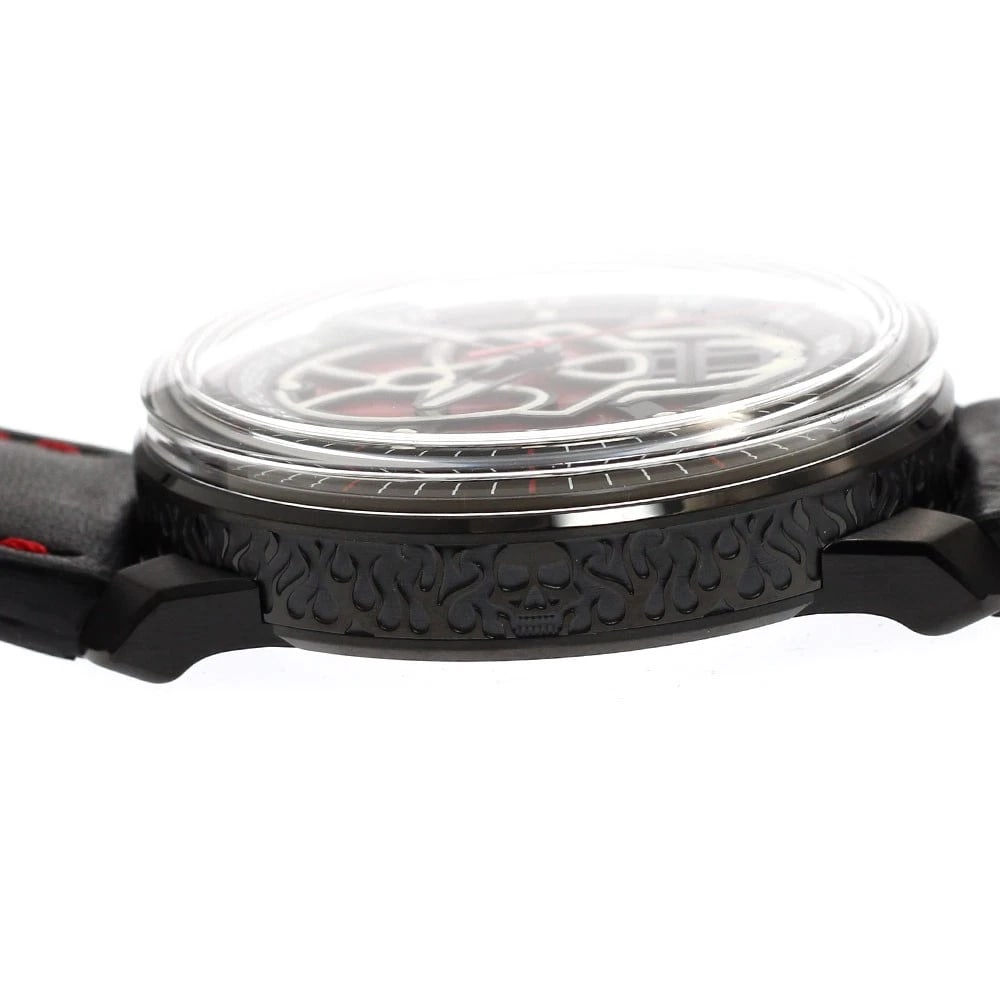 BOMBERG SKULL DATE RED DIAL AUTOMATIC WATCH - 4