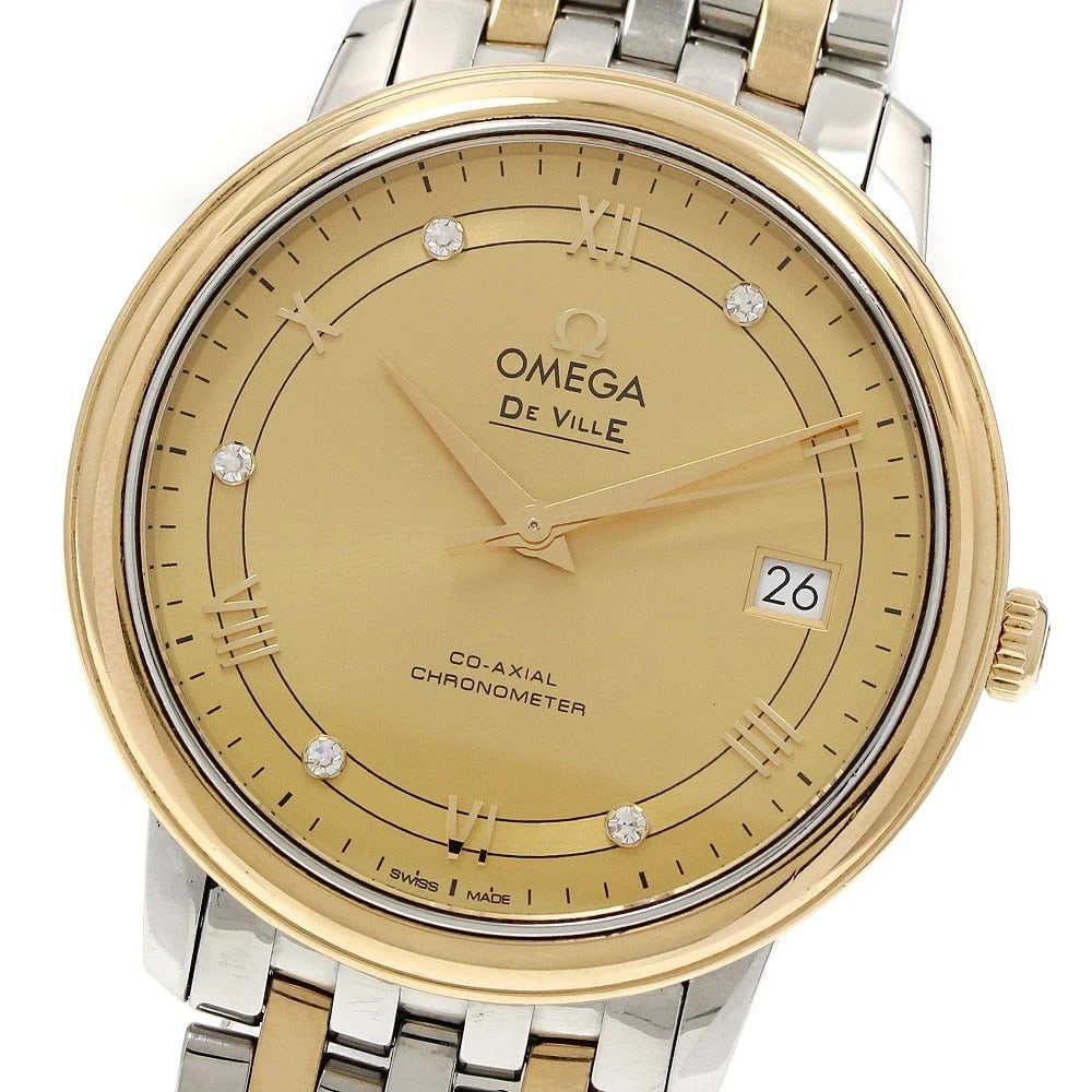 OMEGA DE VILLE PRESTIGE CO-AXIAL AUTOMATIC WATCH: OMEGA De Ville Prestige Co-Axial Automatic Watch Brand: OMEGA Type/Style: Wristwatch Material: Band Material Stainless Steel/K18YG, Case Material Stainless Steel/K18YG Color: Dial Color gold Size: Cas