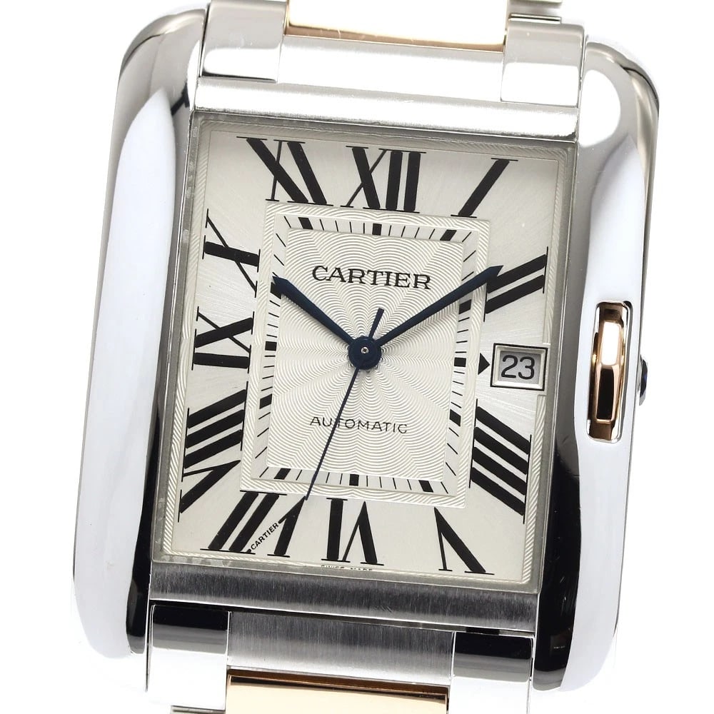 CARTIER TANK ANGLAISEXL DATE TONE SILVER DIAL AUTOMATIC WATCH: CARTIER Tank AnglaiseXL Date tone Silver Dial Automatic Watch Brand: CARTIER Type/Style: Wristwatch Material: Band Material Stainless Steel/K18PG, Case Material Stainless Steel Color: Dial Color