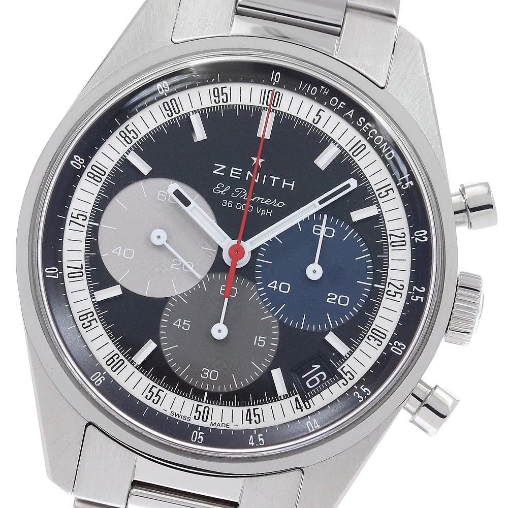 ZENITH CHRONOMASTER ORIGINAL AUTOMATIC WATCH: ZENITH Chronomaster Original Automatic Watch Brand: ZENITH Type/Style: Wristwatch Material: Band Material Stainless Steel, Case Material Stainless Steel Color: Dial Color black Size: Case Size