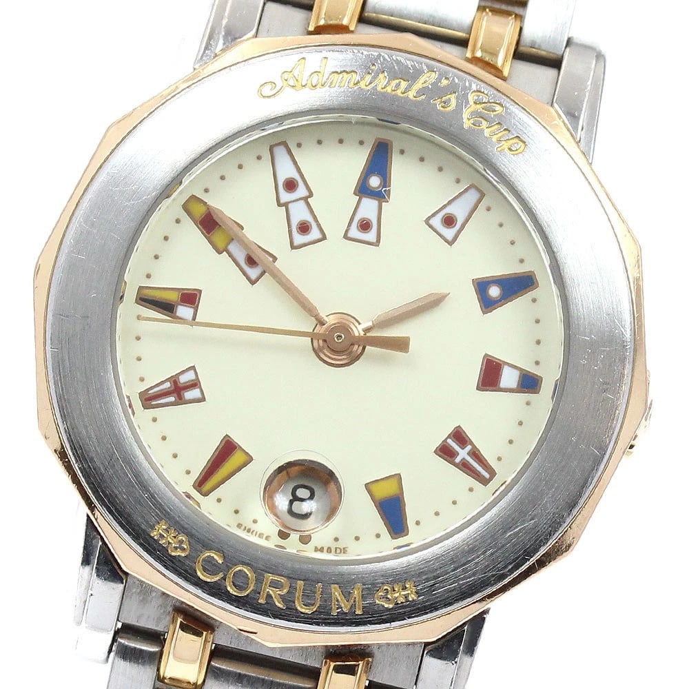 CORUM ADMIRALS CUP DATE BEIGE DIAL QUARTZ WATCH: CORUM Admirals cup Date beige Dial Quartz Watch Brand: CORUM Type/Style: Wristwatch Material: Band Material Stainless Steel/RG, Case Material Stainless Steel/RG Color: Dial Color beige Size: Case