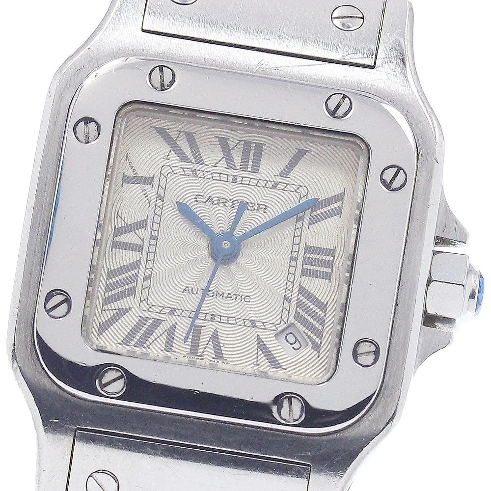 CARTIER SANTOS GALBEESM DATE SILVER DIAL AUTOMATIC WATCH: CARTIER Santos GalbeeSM Date Silver Dial Automatic Watch Brand: CARTIER Type/Style: Wristwatch Material: Band Material Stainless Steel, Case Material Stainless Steel Color: Dial Color Silver Size: