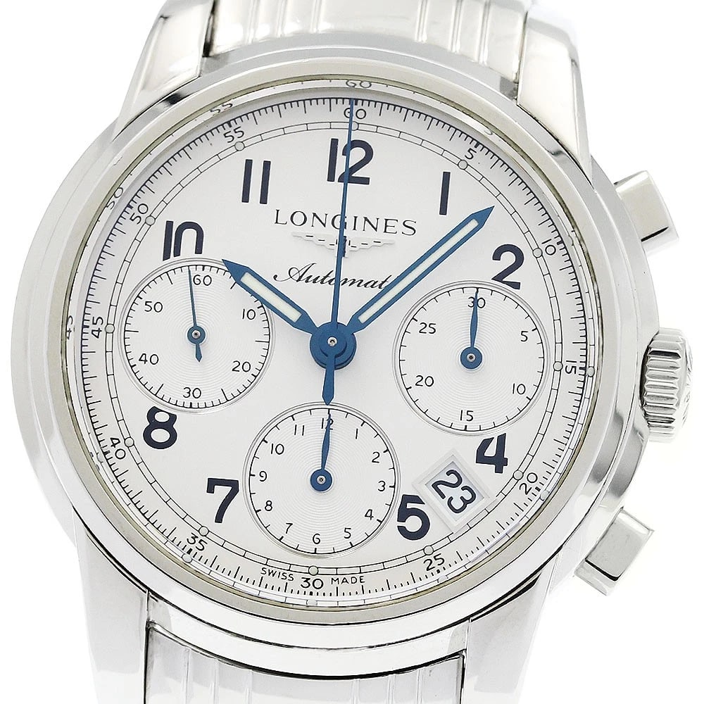 LONGINES SANTIMIER CHRONOGRAPH DATE AUTOMATIC WATCH: LONGINES Santimier Chronograph Date Automatic Watch Brand: LONGINES Type/Style: Wristwatch Material: Band Material Stainless Steel, Case Material Stainless Steel Color: Dial Color Silver Size: Case Si