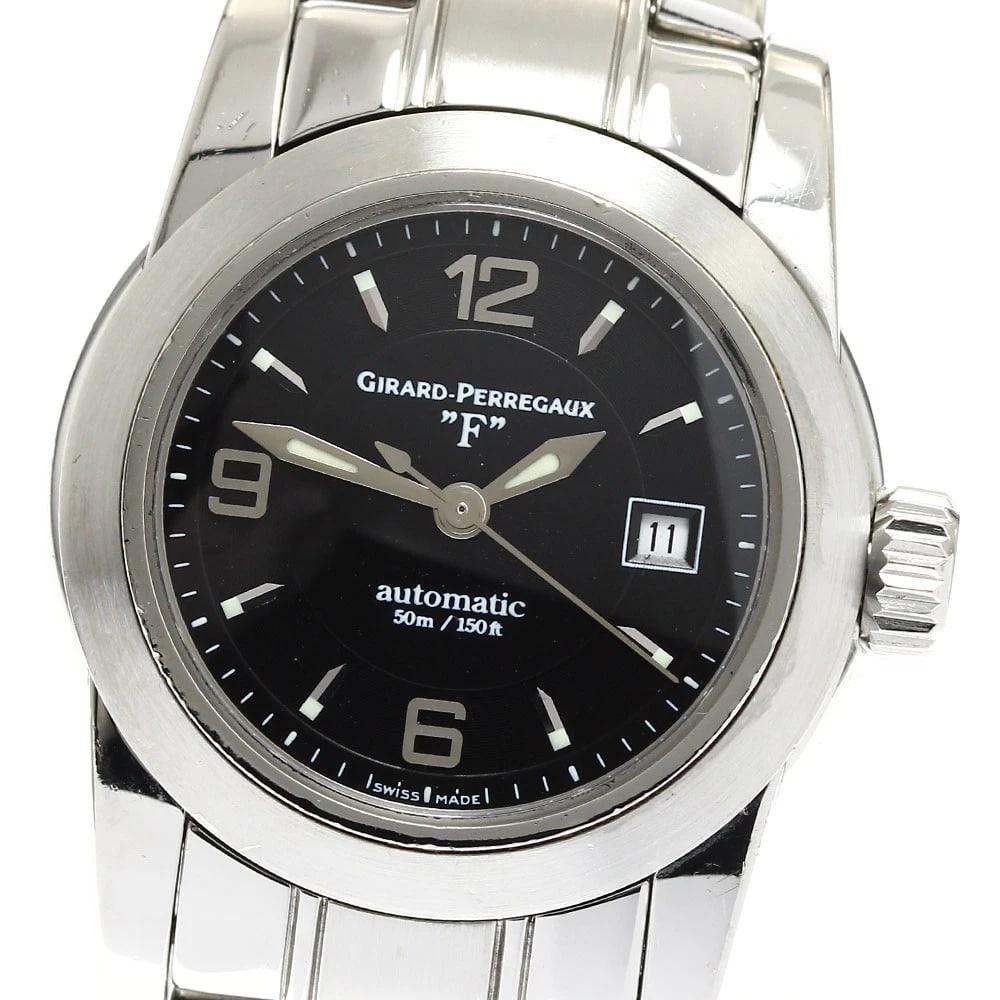 GIRARD PERREGAUX DATE AUTOMATIC WATCH: GIRARD PERREGAUX Date Automatic Watch Brand: GIRARD PERREGAUX Type/Style: Wristwatch Material: Band Material Stainless Steel, Case Material Stainless Steel Color: Dial Color black Size: Case Size