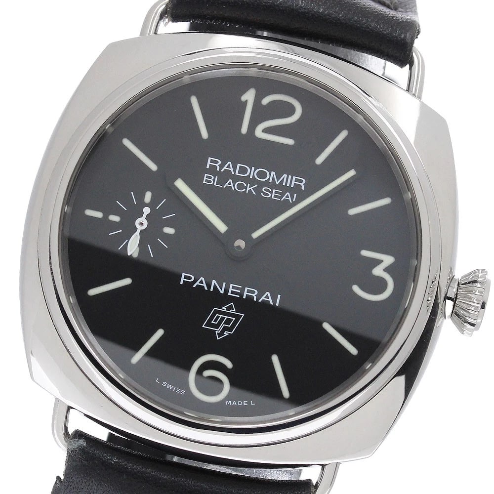 PANERAI RADIOMIR BLACK SEAL LOGO SMALL SECONDS HAND WATCH: PANERAI Radiomir Black Seal Logo Small seconds Hand Watch Brand: PANERAI Type/Style: Wristwatch Material: Band Material leather, Case Material Stainless Steel Color: Dial Color black Size: Case Size