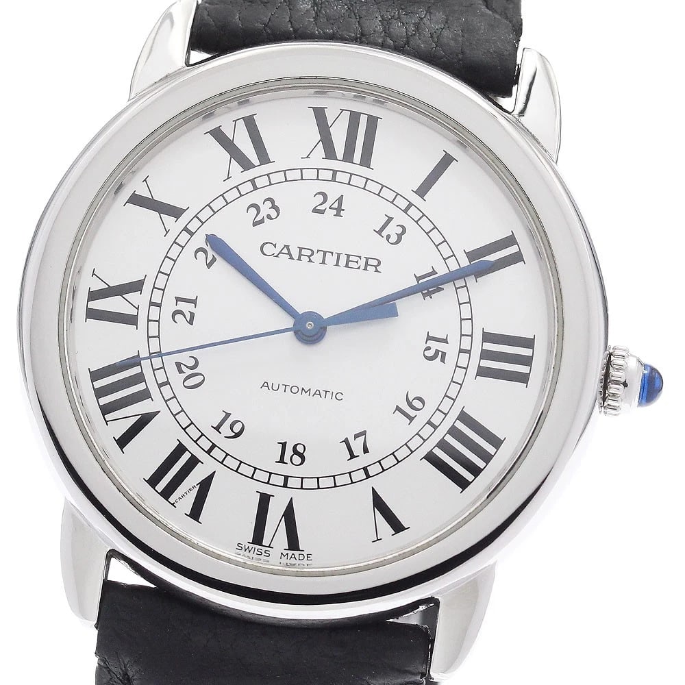 CARTIER RONDE SOLO DE CARTIER AUTOMATIC WATCH: CARTIER Ronde Solo de Cartier Automatic Watch Brand: CARTIER Type/Style: Wristwatch Material: Band Material leather, Case Material Stainless Steel Color: Dial Color Silver Size: Case Size About36mm