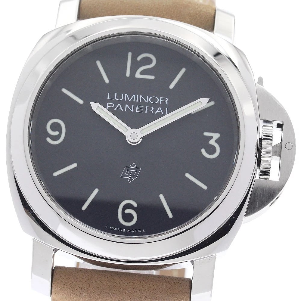 PANERAI LUMINOR BASE LOGO BLACK DIAL HAND WINDING WATCH: PANERAI Luminor Base Logo black Dial Hand Winding Watch Brand: PANERAI Type/Style: Wristwatch Material: Band Material leather, Case Material Stainless Steel Color: Dial Color black Size: Case Size