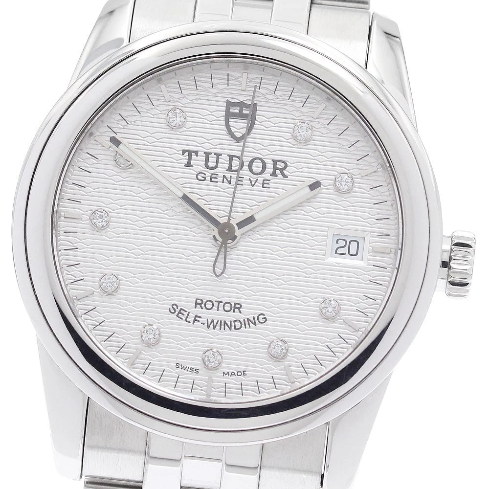 TUDOR GLAMOUR DATE DIAMOND SILVER DIAL AUTOMATIC WATCH: TUDOR Glamour Date diamond Silver Dial Automatic Watch Brand: TUDOR Type/Style: Wristwatch Material: Band Material Stainless Steel, Case Material Stainless Steel Color: Dial Color Silver Size: Case