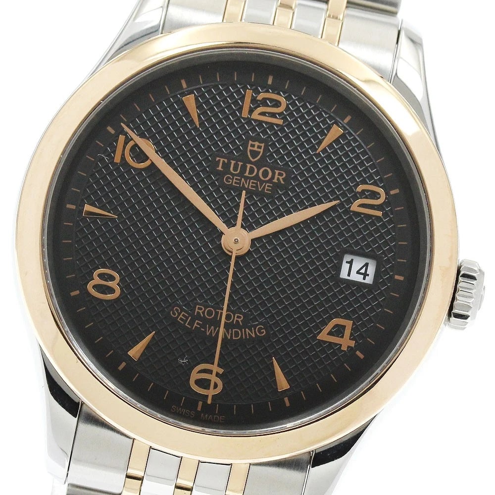 TUDOR DATE BLACK DIAL AUTOMATIC WATCH: TUDOR Date black Dial Automatic Watch Brand: TUDOR Type/Style: Wristwatch Material: Band Material Stainless Steel/PG, Case Material Stainless Steel/PG Color: Dial Color black Size: Case Size