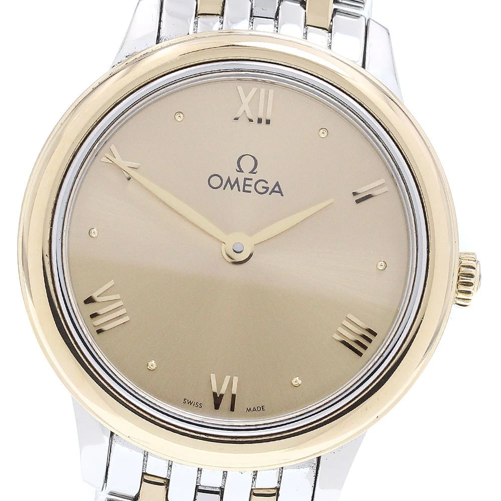 OMEGA DE VILLE PRESTIGE GOLD DIAL QUARTZ WATCH: OMEGA De Ville Prestige Gold Dial Quartz Watch Brand: OMEGA Type/Style: Wristwatch Material: Band Material Stainless Steel/YG, Case Material Stainless Steel/YG Color: Dial Color gold Size: Case Size