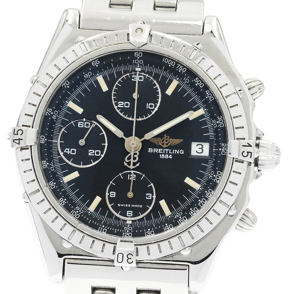 BREITLING CHRONOMDATE CHRONOGRAPH BLACK DIAL AUTOMATIC WATCH: BREITLING ChronomDate Chronograph black Dial Automatic Watch Brand: BREITLING Type/Style: Wristwatch Material: Band Material Stainless Steel, Case Material Stainless Steel Color: Dial Color black