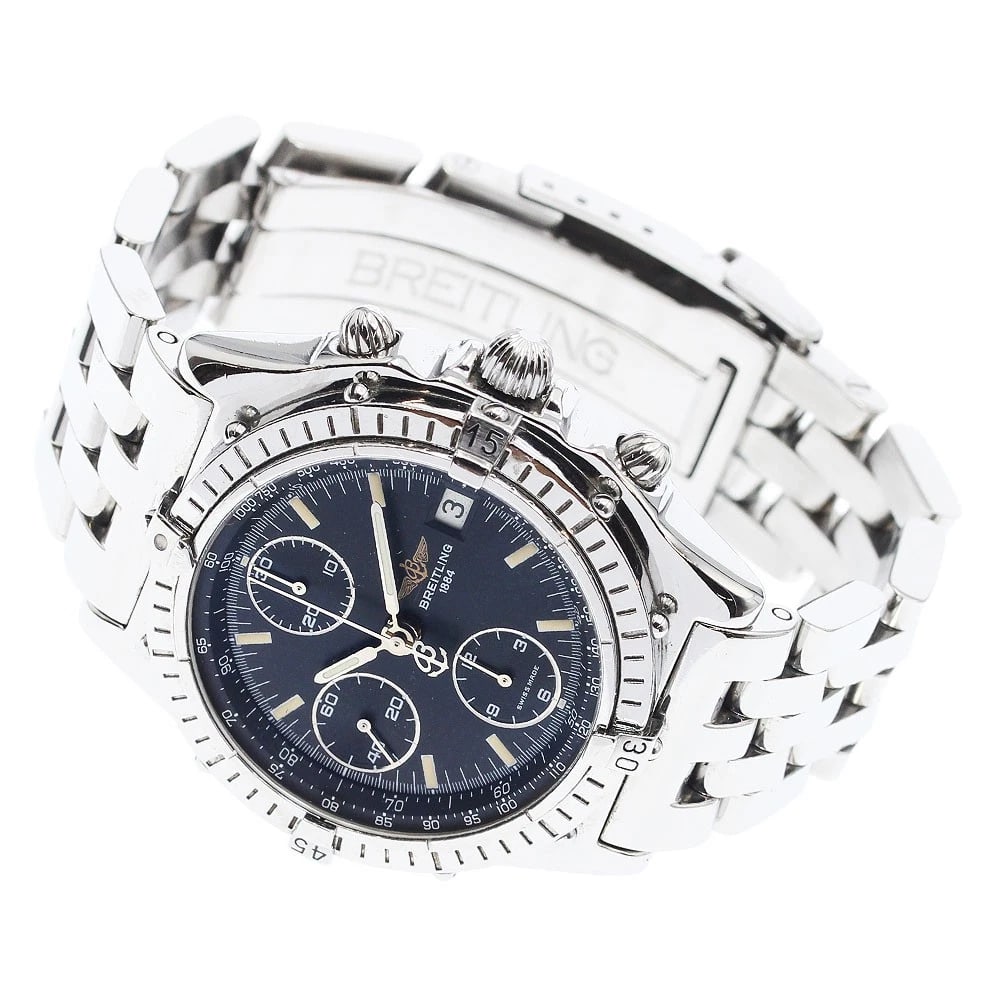 BREITLING CHRONOMDATE CHRONOGRAPH BLACK DIAL AUTOMATIC WATCH - 2