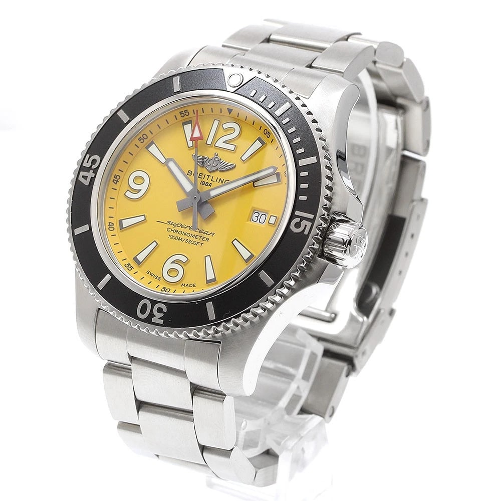 BREITLING SUPER DATE YELLOW DIAL AUTOMATIC WATCH - 2