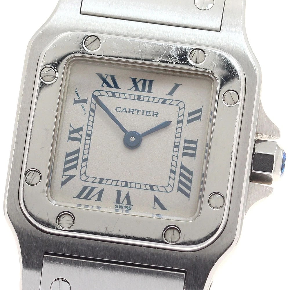 CARTIER SANTOS GALBEESM BEIGE DIAL QUARTZ WATCH: CARTIER Santos GalbeeSM Beige Dial Quartz Watch Brand: CARTIER Type/Style: Wristwatch Material: Band Material Stainless Steel, Case Material Stainless Steel Color: Dial Color beige Size: Case Size