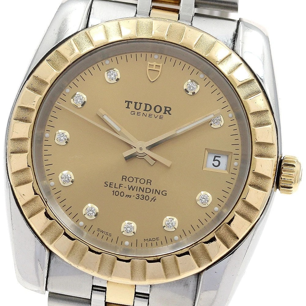 TUDOR CLASSIC DATE DIAMOND AUTOMATIC WATCH: TUDOR Classic Date diamond Automatic Watch Brand: TUDOR Type/Style: Wristwatch Material: Band Material Stainless Steel/YG, Case Material Stainless Steel/YG Color: Dial Color gold Size: Case Size