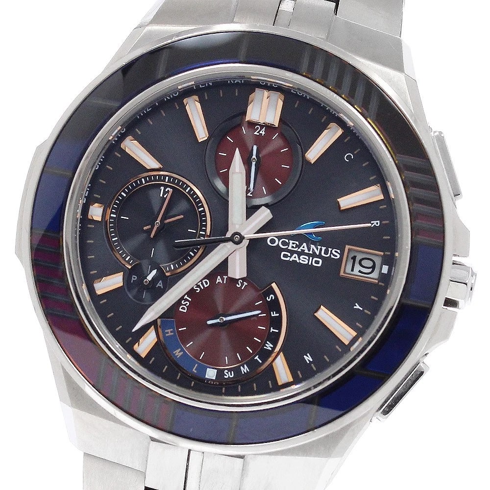 CASIO OCEANUS MANTA KIRIKO SOLAR POWERED RADIO WATCH: CASIO Oceanus Manta Kiriko Solar Powered Radio Watch Brand: CASIO Type/Style: Wristwatch Material: Band Material titanium, Case Material titanium Color: Dial Color black Size: Case Size
