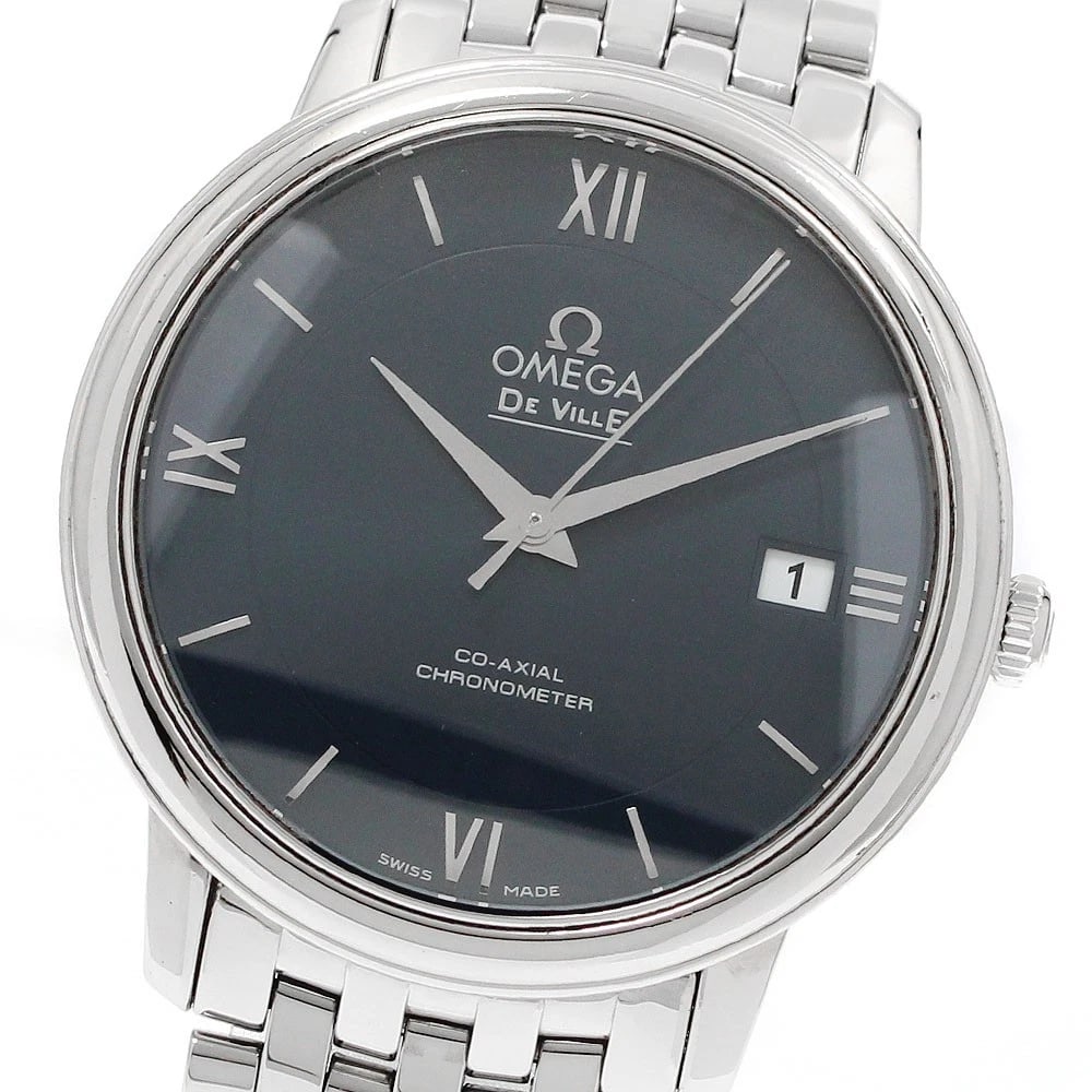 OMEGA DE VILLE PRESTIGE CO-AXIAL CHRONOMETER WATCH: OMEGA De Ville Prestige Co-Axial Chronometer Watch Brand: OMEGA Type/Style: Wristwatch Material: Band Material Stainless Steel, Case Material Stainless Steel Color: Dial Color Navy Size: Case Size