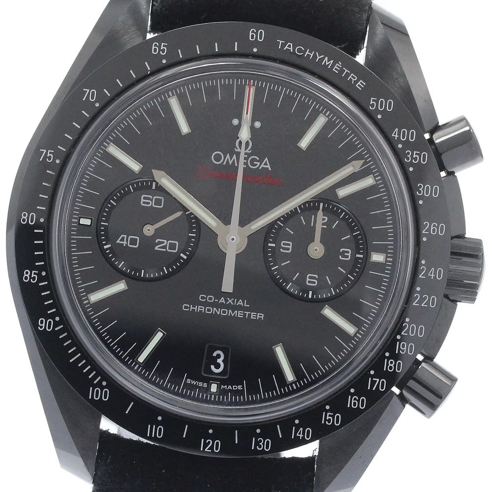 OMEGA SPEEDMASTER DARK SIDE WATCH: OMEGA Speedmaster Dark Side Watch Brand: OMEGA Type/Style: Wristwatch Material: Band Material Nylon / leather, Case Material ceramic Color: Dial Color black Size: Case Size About44mm (1.7inch) Wrist