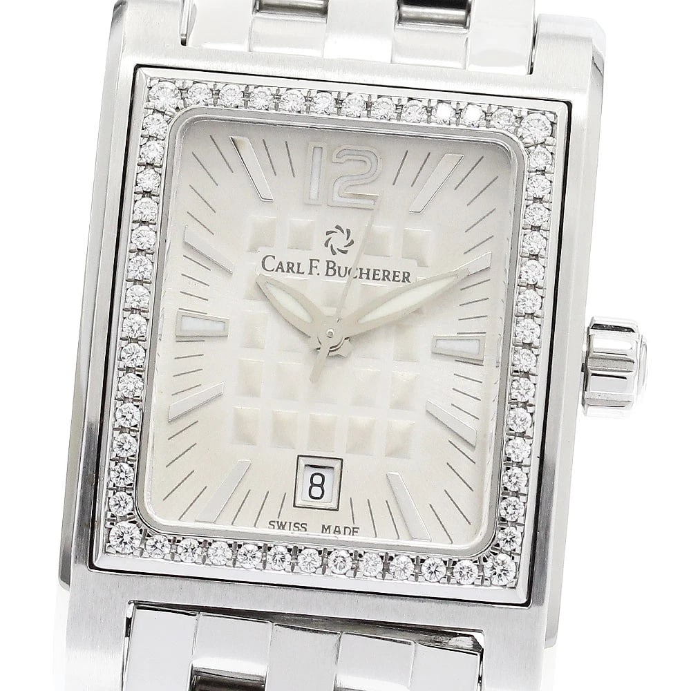 CARL F.BUCHERER ANTECEDO DIAMOND BEZEL WATCH: CARL F.BUCHERER ANTECEDO Diamond Bezel Watch Brand: CARL F.BUCHERER Type/Style: Wristwatch Material: Band Material Stainless Steel, Case Material Stainless Steel Color: Dial Color Silver Size: Case