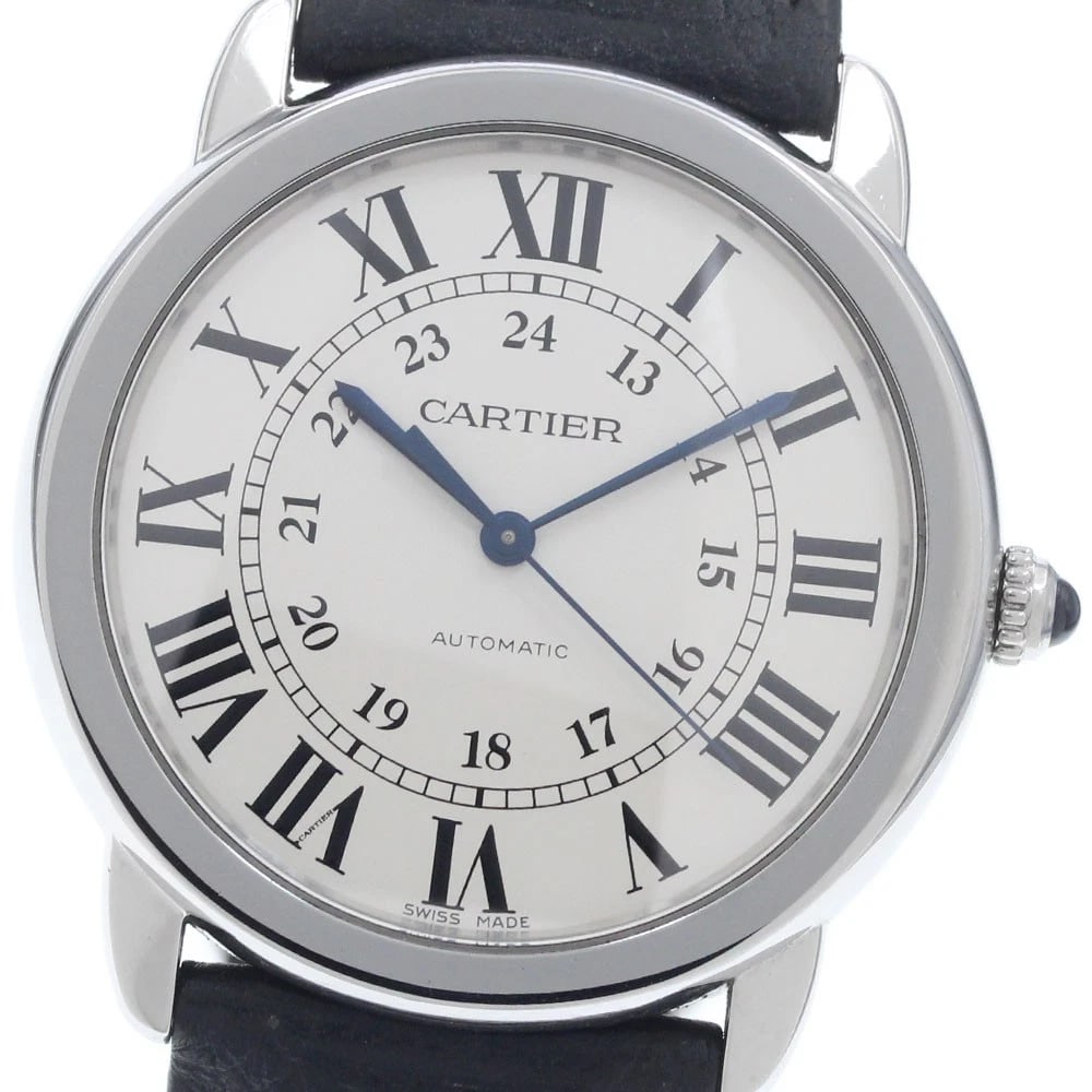 CARTIER RONDE SOLO DE CARTIER AUTOMATIC WATCH: CARTIER Ronde Solo de Cartier Automatic Watch Brand: CARTIER Type/Style: Wristwatch Material: Band Material leather, Case Material Stainless Steel Color: Dial Color Silver Size: Case Size About36mm