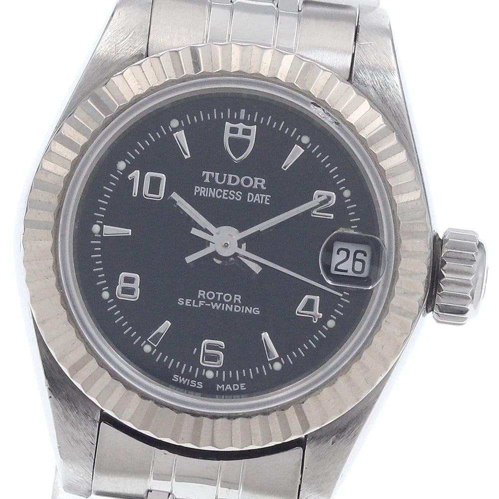 TUDOR PRINCESS DATE WG BEZEL BLACK DIAL AUTOMATIC WATCH: TUDOR Princess Date WG bezel black Dial Automatic Watch Brand: TUDOR Type/Style: Wristwatch Material: Band Material Stainless Steel, Case Material Stainless Steel/WG Color: Dial Color black Size: