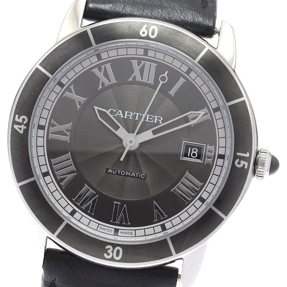 CARTIER RONDE CROISIER DE CARTIER DATE GRAY DIAL AUTOMATIC WATCH: CARTIER Ronde Croisier de Cartier Date gray Dial Automatic Watch Brand: CARTIER Type/Style: Wristwatch Material: Band Material leather, Case Material Stainless Steel Color: Dial Color gray Size: Case