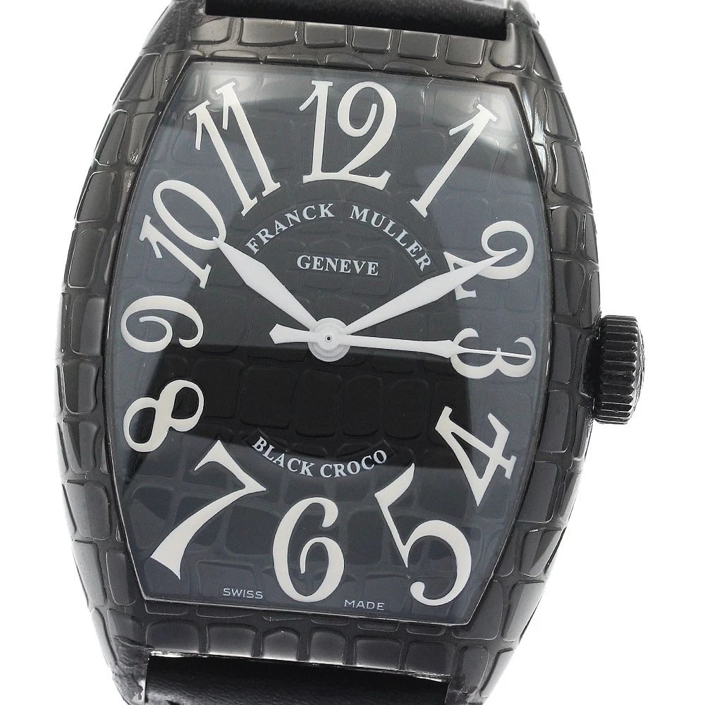 FRANCK MULLER TONNEAU CURVEX BLACK AUTOMATIC WATCH: FRANCK MULLER Tonneau Curvex Black Automatic Watch Brand: FRANCK MULLER Type/Style: Wristwatch Material: Band Material leather, Case Material Stainless Steel Color: Dial Color black Size: Case Size