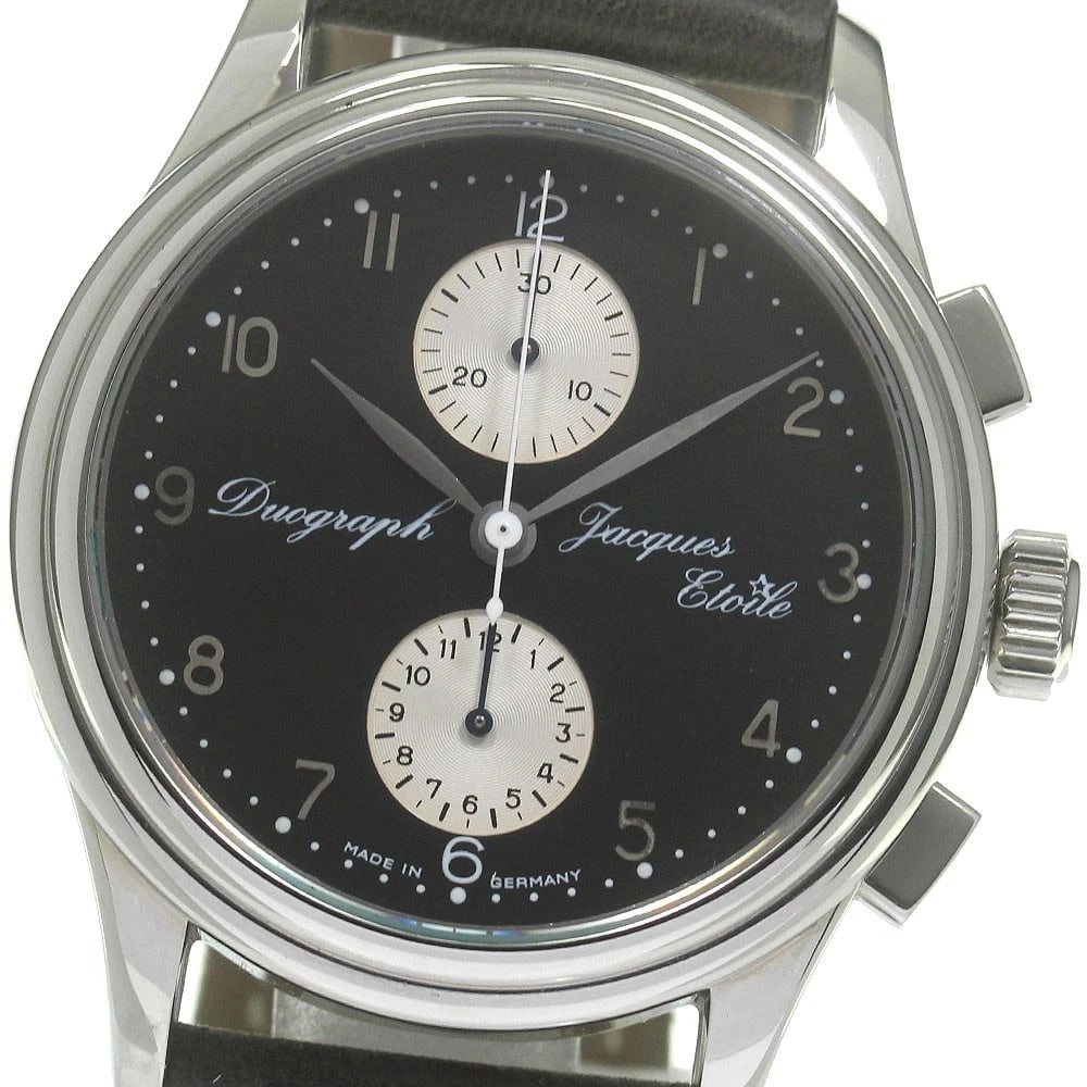 JACQUES ETOILE CHRONOGRAPH BLACK / SILVER DIAL AUTOMATIC WATCH (1 of 2)