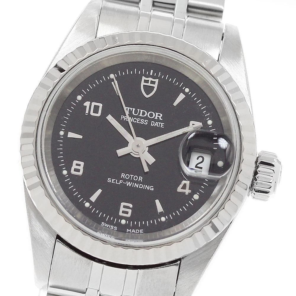 TUDOR PRINCESS DATE WG BEZEL BLACK DIAL AUTOMATIC WATCH: TUDOR Princess date WG bezel black Dial Automatic Watch Brand: TUDOR Type/Style: Wristwatch Material: Band Material Stainless Steel, Case Material Stainless Steel/WG Color: Dial Color black Size: