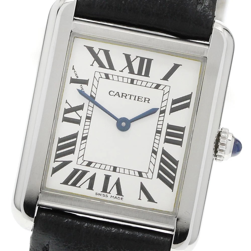 CARTIER TANK SOLO SM SILVER DIAL QUARTZ WATCH: CARTIER Tank solo SM Silver Dial Quartz Watch Brand: CARTIER Type/Style: Wristwatch Material: Band Material leather, Case Material Stainless Steel Color: Dial Color Silver Size: Case Size About24mm