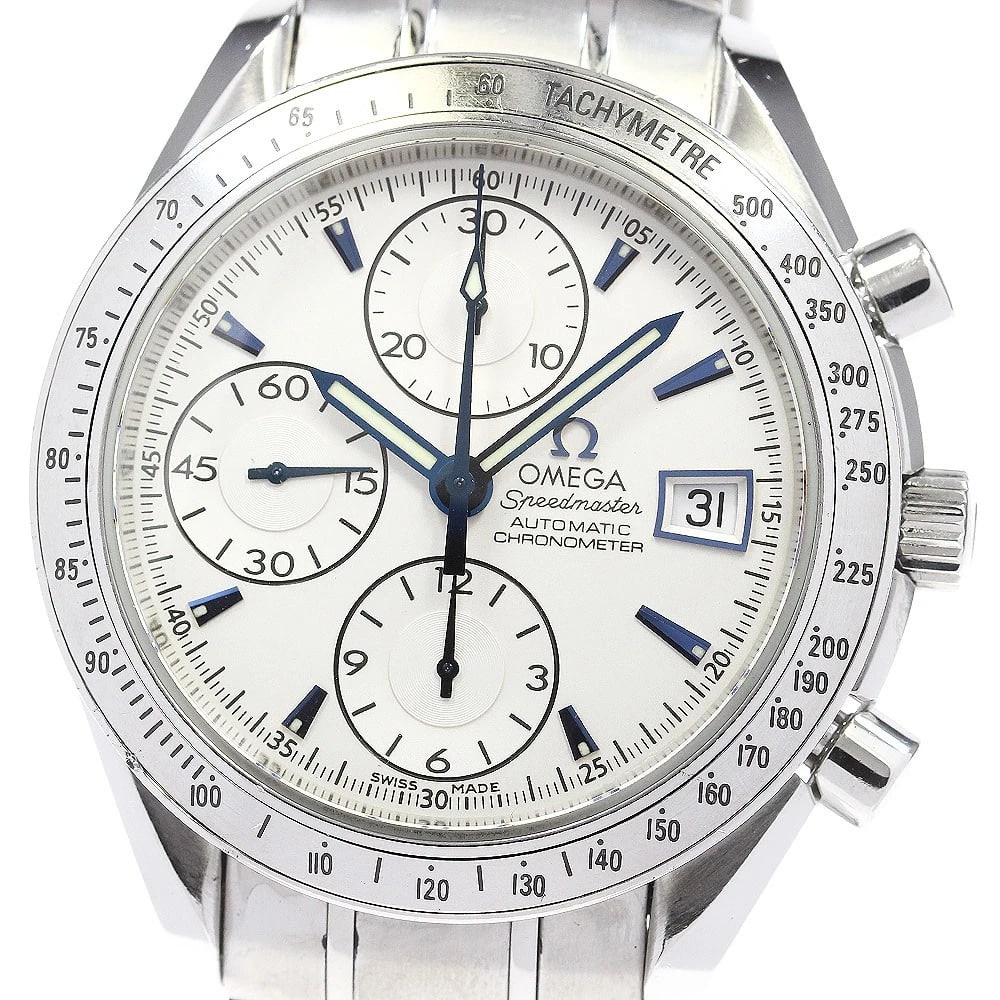 OMEGA SPEEDMASTER DATE SILVER DIAL AUTOMATIC WATCH: OMEGA Speedmaster Date Silver Dial Automatic Watch Brand: OMEGA Type/Style: Wristwatch Material: Band Material Stainless Steel, Case Material Stainless Steel Color: Dial Color Silver Size: Case Size