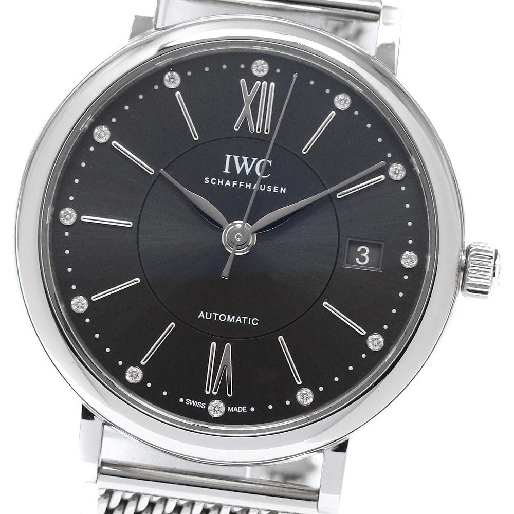 IWC SCHAFFHAUSEN PORTOFINO AUTOMATIC DIAMOND WATCH: IWC SCHAFFHAUSEN Portofino Automatic diamond Watch Brand: IWC SCHAFFHAUSEN Type/Style: Wristwatch Material: Band Material Stainless Steel, Case Material Stainless Steel Color: Dial Color gray Size: