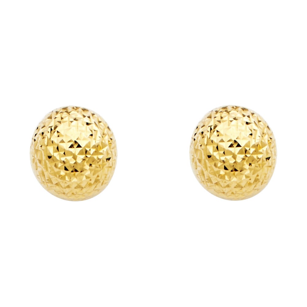 14KY CRYSTAL CUT FULL BALL EARRINGS: 14KY Crystal Cut Full Ball Earrings Material Type : 14k Gold Material Color : Yellow Avg. Weight: 1.81 Gr. Size: Height : 10 mm, Width : 10 mm Accessories: None Notice: When purchasing pre-owned