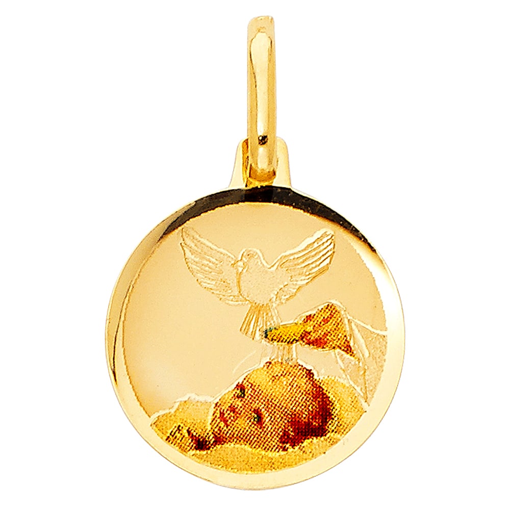 14KY BAPTISM PICTURE PENDANT: 14KY Baptism Picture Pendant Material Type : 14k Gold Material Color : Yellow Avg. Weight: 0.83 Gr. Size: Height 17 mm, Width 15 mm Accessories: None Notice: When purchasing pre-owned goods, please