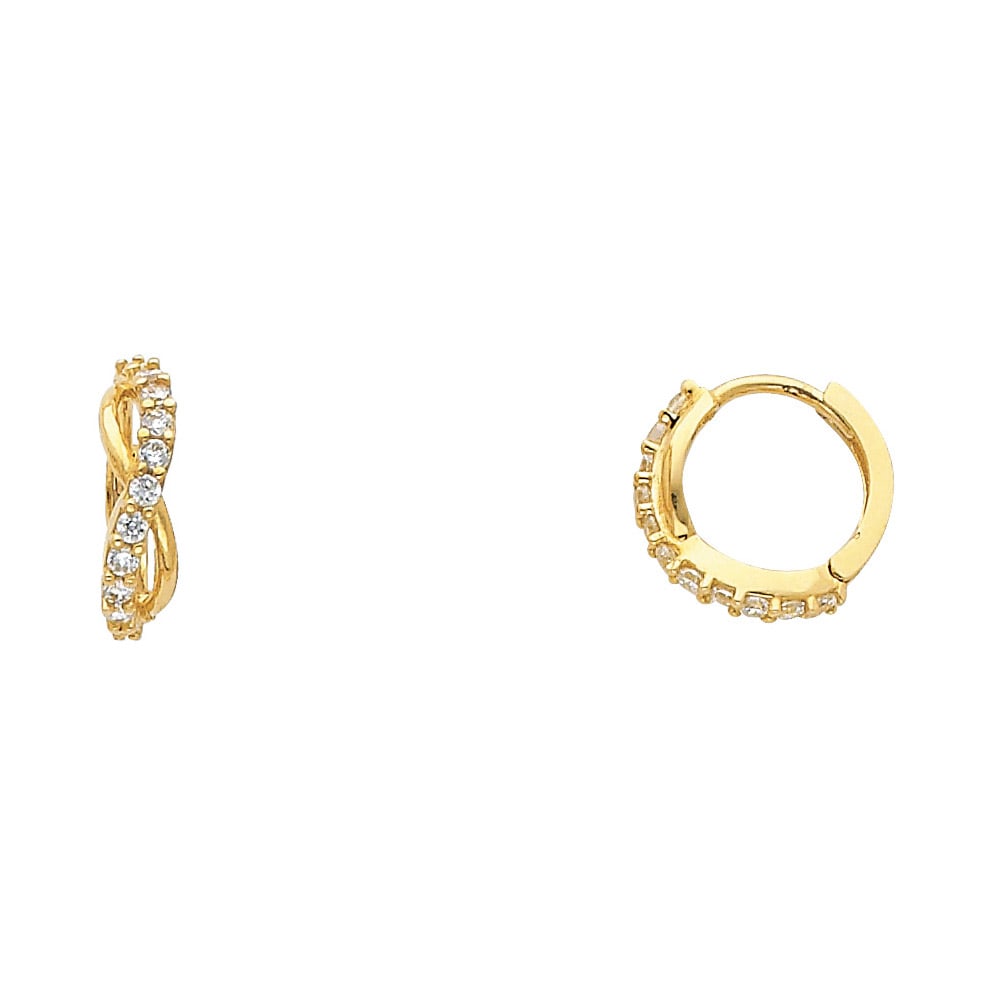 14KY CZ HUGGIES EARRINGS: 14KY CZ Huggies Earrings Material Type : 14k Gold Material Color : Yellow Avg. Weight: 1.33 Gr Size: Height : 10 mm, Width : 10 mm Accessories: None Notice: When purchasing pre-owned goods, please
