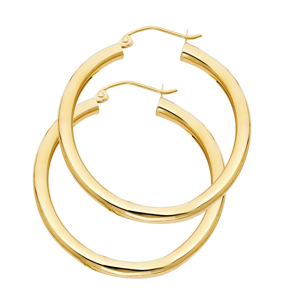 14KY PLAIN HOOP EARRINGS: 14KY Plain Hoop Earrings Material Type : 14k Gold Material Color : Yellow Avg. Weight: 2.52 Gr. Size: Height : 35 mm, Width : 35 mm Accessories: None Notice: When purchasing pre-owned goods, please