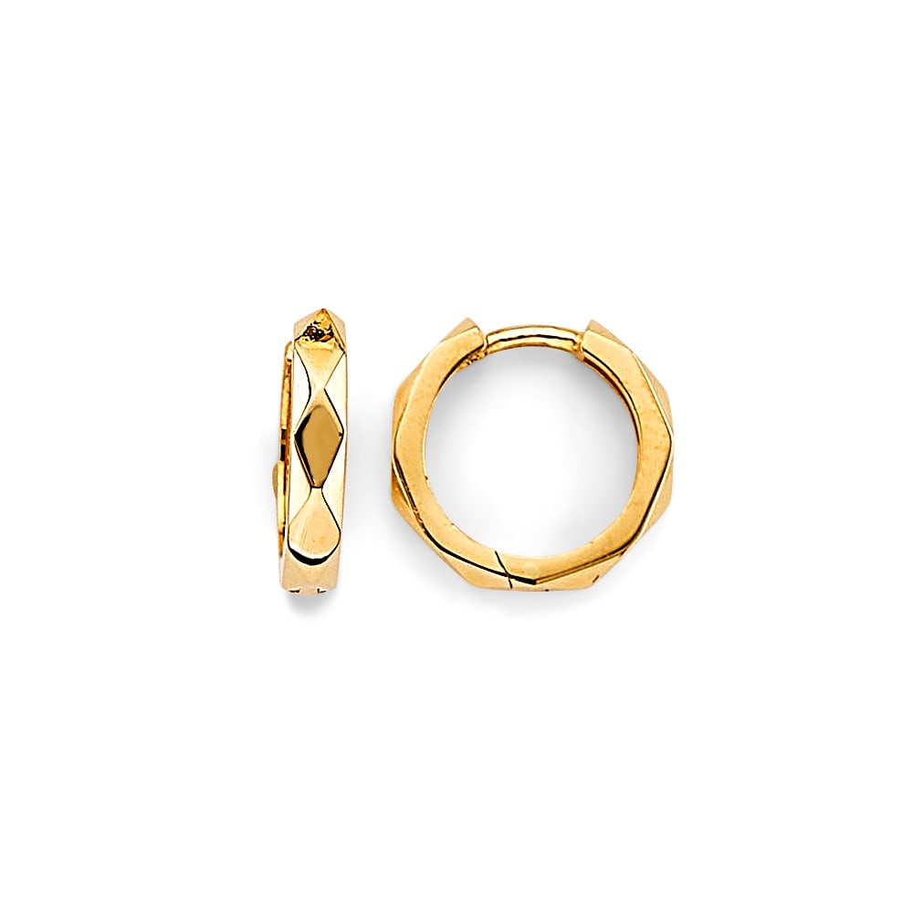 14KY HUGGIES EARRINGS: 14KY Huggies Earrings Material Type : 14k Gold Material Color : Yellow Avg. Weight: 1.64 Gr. Size: Height : 12 mm, Width : 12 mm Accessories: None Notice: When purchasing pre-owned goods, please