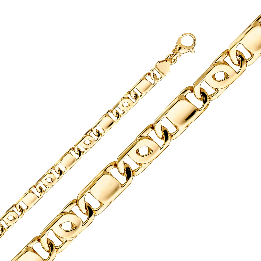 14KY HANDMADE CHAIN: 14KY Handmade Chain Material Type : 14k Gold Material Color : Yellow Avg. Weight: 25.57 Gr. Size: Length : 8.5 inch, Width 8.4mm Accessories: None Notice: When purchasing pre-owned goods, please