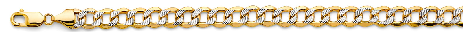 14K 2T HOLLOW BEVELLED CURB WP CHAIN: 14K 2T Hollow Bevelled Curb WP Chain Material Type : 14k Gold Material Color : Two tone Avg. Weight: 38.57 Gr. Size: Length : 26 inch, Width 8.9mm Accessories: None Notice: When purchasing pre-owned
