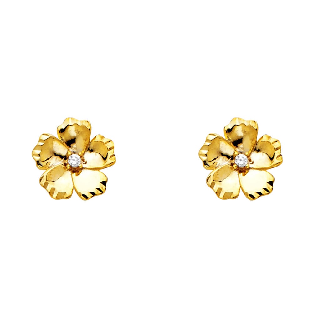 14KY CZ FLOWER POST EARRINGS: 14KY CZ Flower Post Earrings Material Type : 14k Gold Material Color : Yellow Avg. Weight: 1.29 Gr. Size: Height : 8 mm, Width : 8 mm Accessories: None Notice: When purchasing pre-owned goods, please