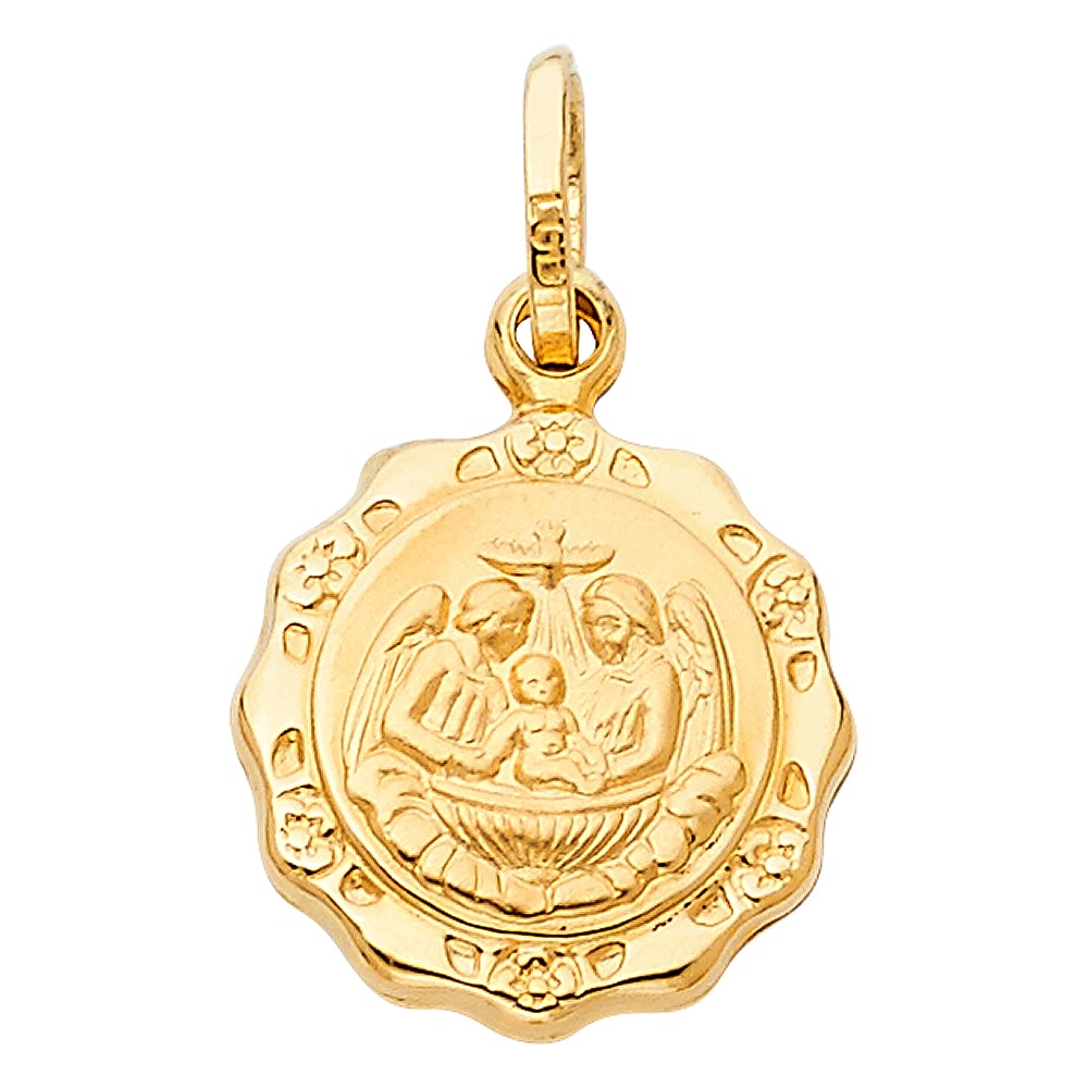 14KY BAPTISM PENDANT BIG: 14KY Baptism Pendant Big Material Type : 14k Gold Material Color : Yellow Avg. Weight: 1.52 Gr. Size: Height 18 mm, Width 15 mm Accessories: None Notice: When purchasing pre-owned goods, please refer