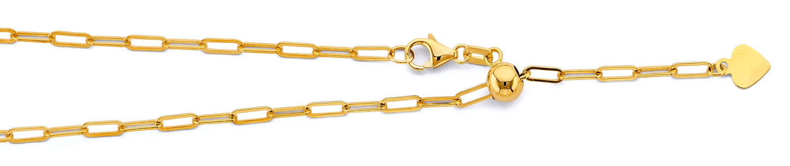 14KY ADJUSTABLE PAPER CLIP CHAIN: 14KY Adjustable Paper Clip Chain Material Type : 14k Gold Material Color : Yellow Avg. Weight: 4.08 Gr. Size: Length : 22 inch, Width 2mm Accessories: None Notice: When purchasing pre-owned goods,