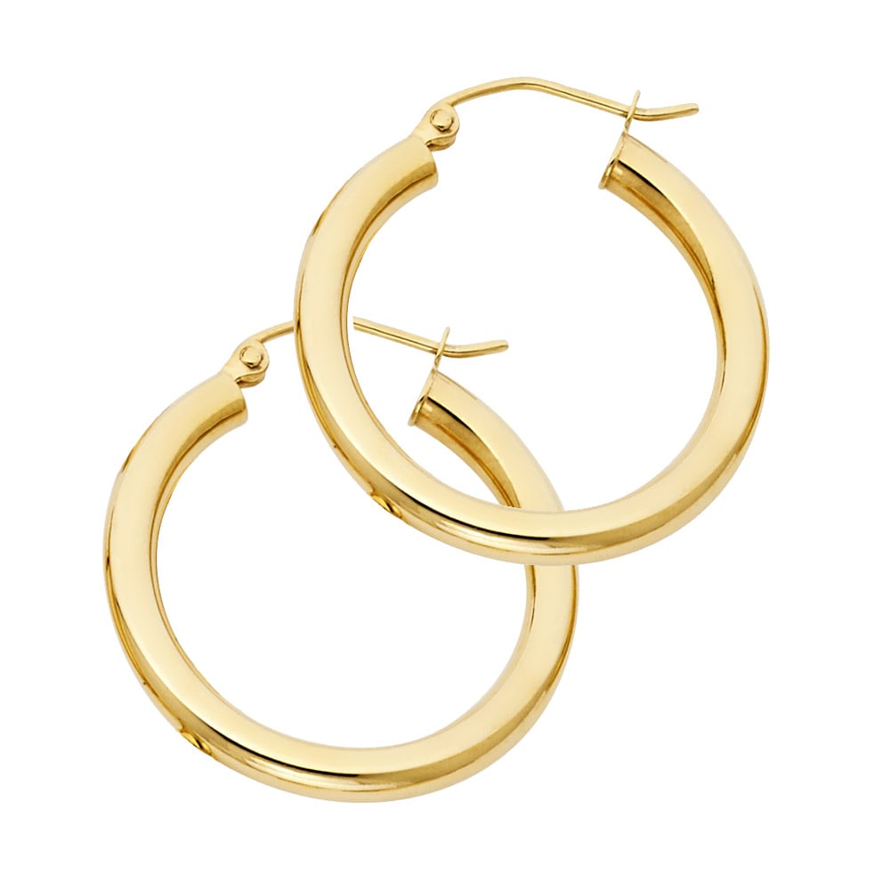 14KY PLAIN HOOP EARRINGS: 14KY Plain Hoop Earrings Material Type : 14k Gold Material Color : Yellow Avg. Weight: 1.71 Gr. Size: Height : 25 mm, Width : 25 mm Accessories: None Notice: When purchasing pre-owned goods, please