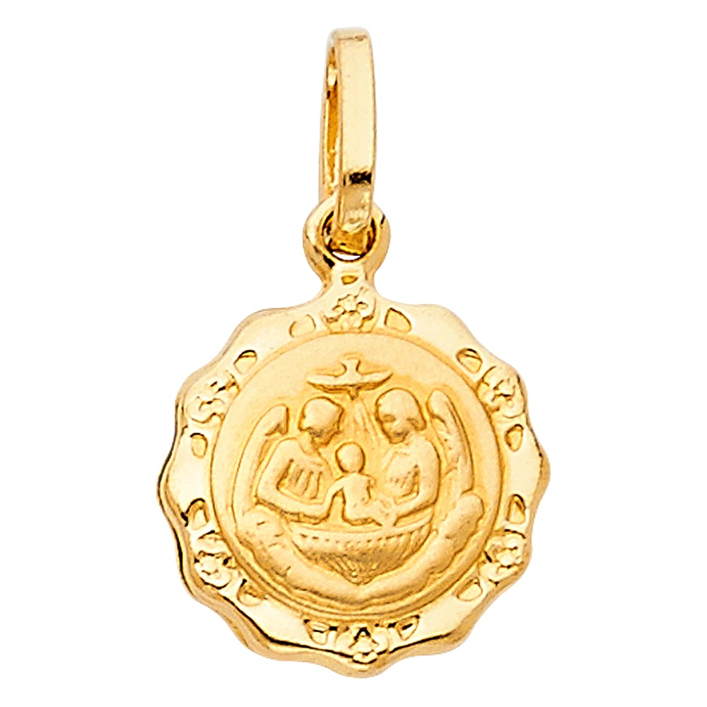 14KY BAPTISM PENDANT SMALL: 14KY Baptism Pendant Small Material Type : 14k Gold Material Color : Yellow Avg. Weight: 1.02 Gr. Size: Height 15 mm, Width 12 mm Accessories: None Notice: When purchasing pre-owned goods, please