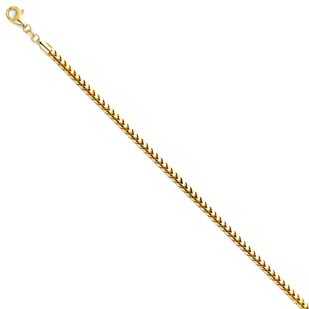 14KY FRANCO RD CHAIN: 14KY Franco RD Chain Material Type : 14k Gold Material Color : Yellow Avg. Weight: 16.31 Gr. Size: Length : 8.5 inch, Width 3.3mm Accessories: None Notice: When purchasing pre-owned goods, please