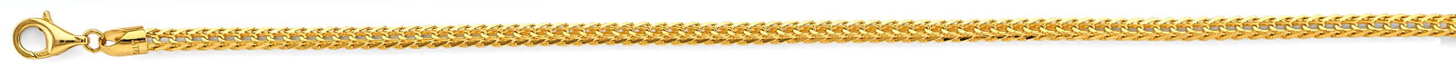 14KY 8DC OPEN FRANCO CHAIN: 14KY 8DC Open Franco Chain Material Type : 14k Gold Material Color : Yellow Avg. Weight: 15.94 Gr. Size: Length : 24 inch, Width 3mm Accessories: None Notice: When purchasing pre-owned goods, please