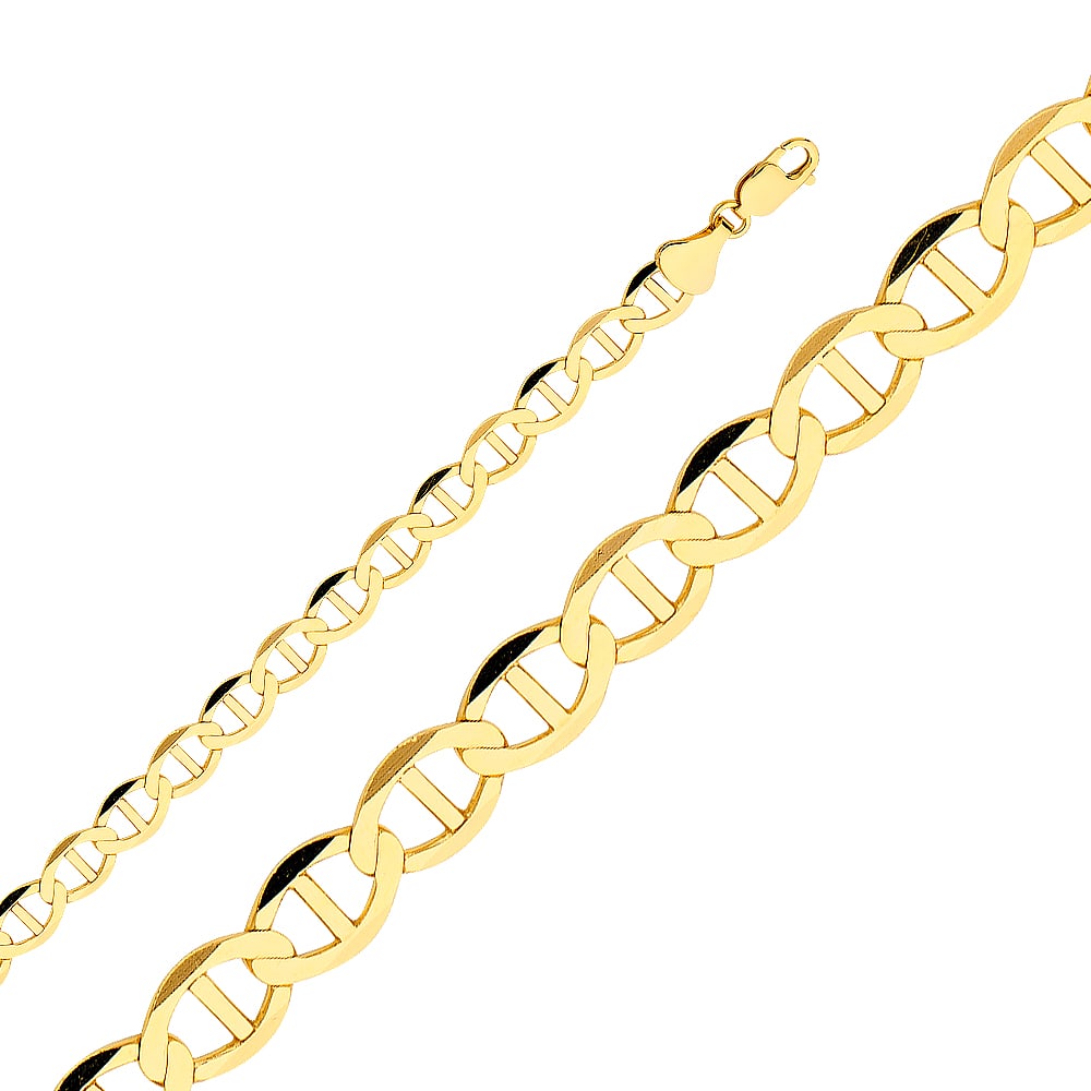 14KY FLAT MARINER CHAIN: 14KY Flat Mariner Chain Material Type : 14k Gold Material Color : Yellow Avg. Weight: 30.96 Gr. Size: Length : 24 inch, Width 7.7mm Accessories: None Notice: When purchasing pre-owned goods, please