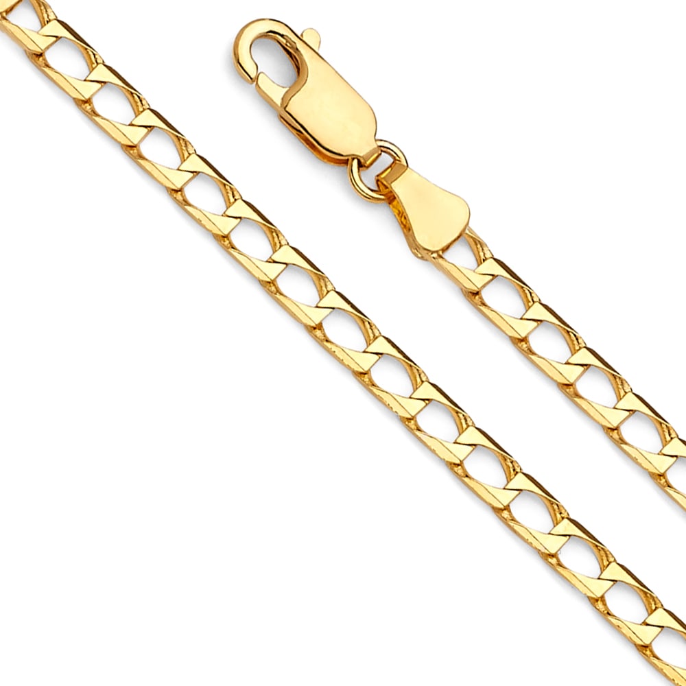 14KY SQUARE CURB CHAIN: 14KY Square Curb Chain Material Type : 14k Gold Material Color : Yellow Avg. Weight: 3.88 Gr. Size: Length : 7.5 inch, Width 3.4mm Accessories: None Notice: When purchasing pre-owned goods, please