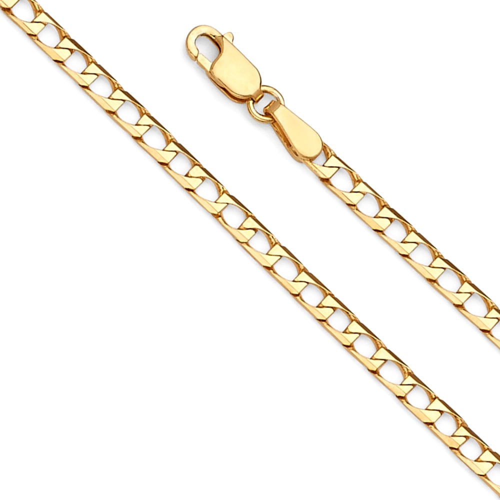 14KY SQUARE CURB CHAIN: 14KY Square Curb Chain Material Type : 14k Gold Material Color : Yellow Avg. Weight: 2.71 Gr. Size: Length : 7 inch, Width 2.6mm Accessories: None Notice: When purchasing pre-owned goods, please