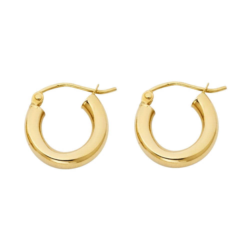 14KY PLAIN HOOP EARRINGS: 14KY Plain Hoop Earrings Material Type : 14k Gold Material Color : Yellow Avg. Weight: 0.97 Gr. Size: Height : 15 mm, Width : 15 mm Accessories: None Notice: When purchasing pre-owned goods, please